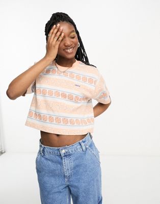 Obey esther crop boxy t-shirt in peach  - ASOS Price Checker