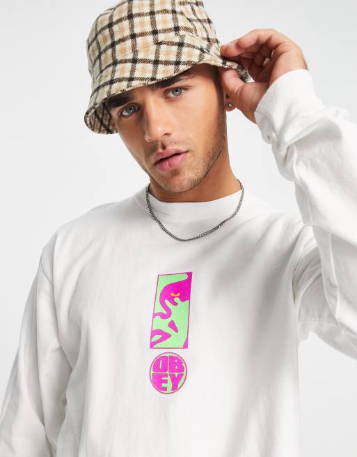 Obey - Exclamation - Top a maniche lunghe con stampa, colore bianco