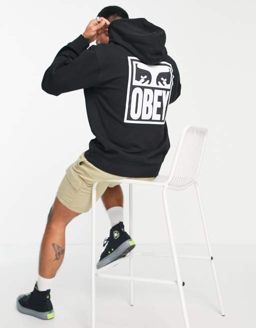 Obey eyes icon backprint hoodie in black