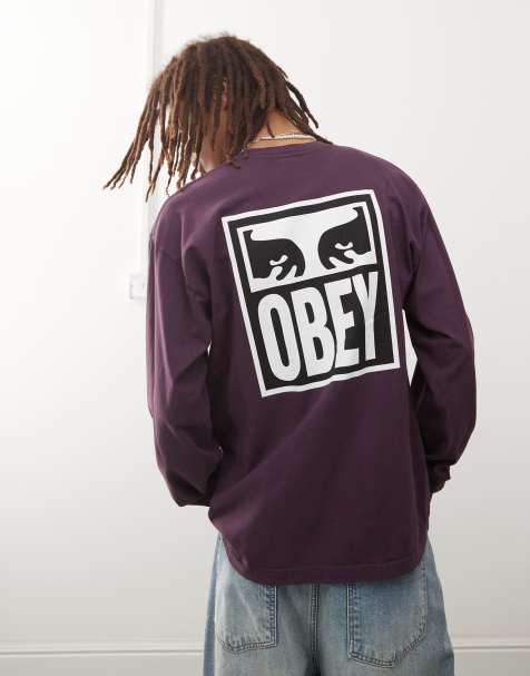 Obey eyes icon logo sweatshirt in purple - view 1