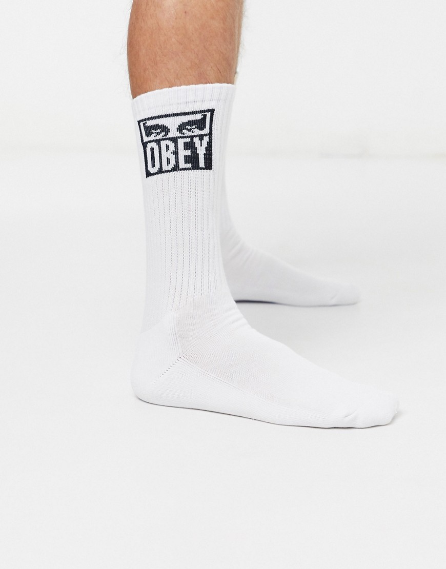Obey Eyes Icon sock in white