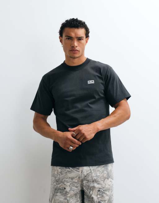 Obey eyes logo back graphic short sleeve t-shirt in vintage black, 2 of 5