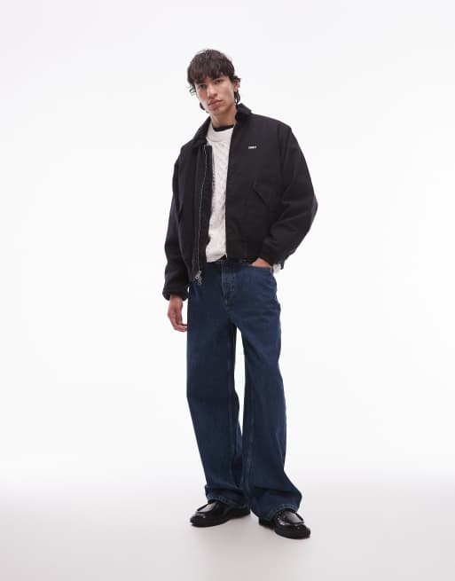 Obey fade wash cwu worker jacket in black | ASOS