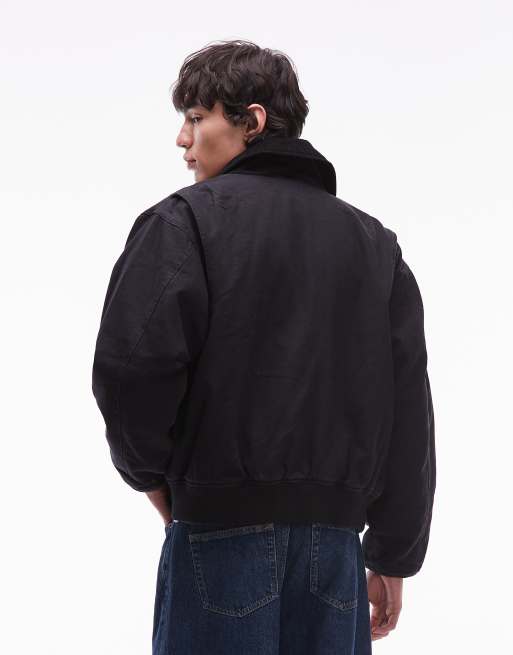 Obey fade wash cwu worker jacket in black | ASOS