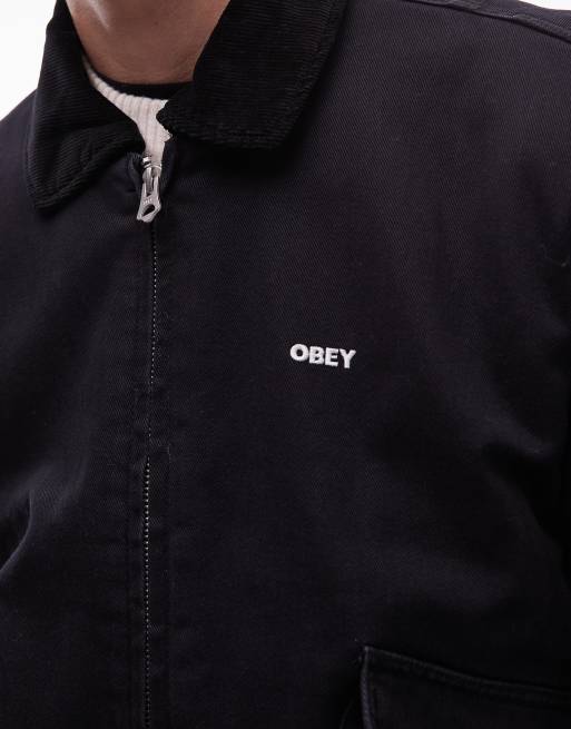 Obey fade wash cwu worker jacket in black | ASOS