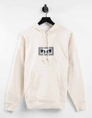 Obey - Felpa con cappuccio con logo con occhi bianco sporco