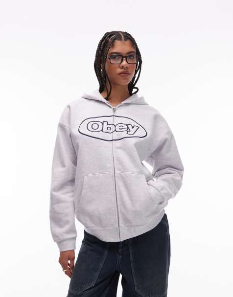 Obey - Felpa molto pesante con cappuccio, logo ovale e chiusura con zip - view 1