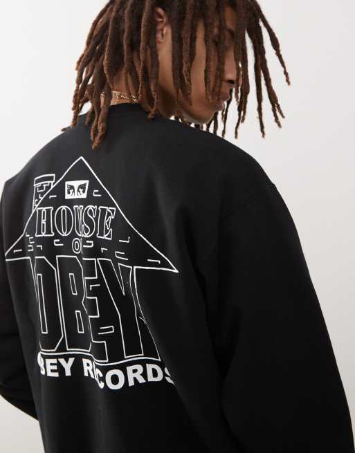 Obey Felpa nera con grafica House Of Obey Records ASOS