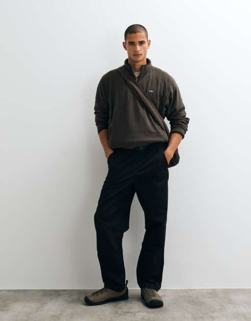 Obey fleece Vetta con mezza zip in marrone, 4 di 5