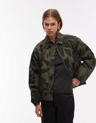 Obey - Florien - Bomberjacke in Dunkelgrün mit Blumenprint