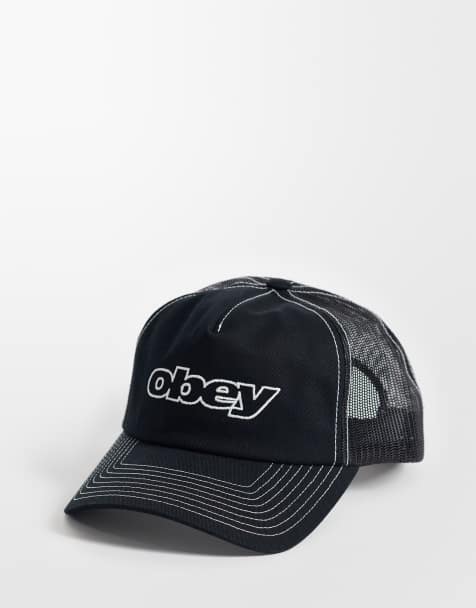 Obey - Form - Truckerpet met omlijnd logo en contrasterende stiksels in zwart - view 1