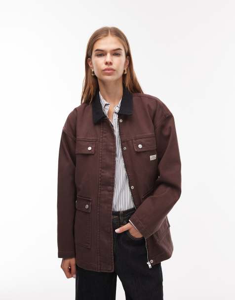 Obey Fritz denim barn jacket in chocolate brown - view 1