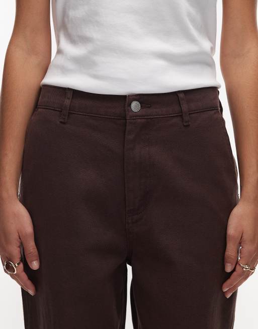 Obey - Fritz - Timmermansjeans met wijde pijpen in chocoladebruin, 4 van 5