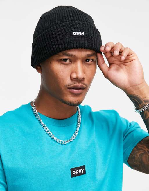 Black store obey beanie