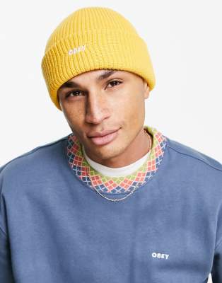 Obey future beanie in yellow - ASOS Price Checker