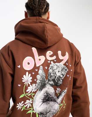 Obey olde rose black hoodie sale