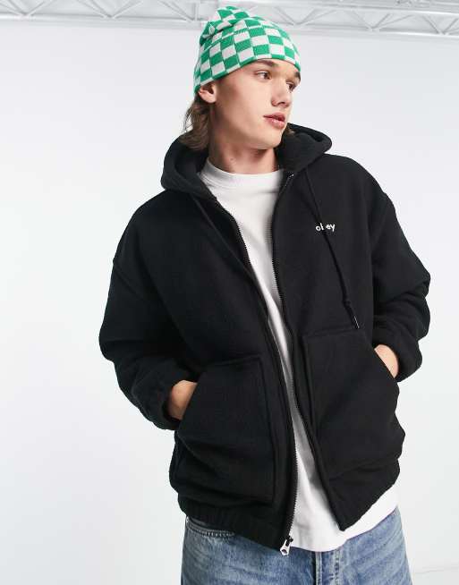 Obey - Gaze - Jack met capuchon van sherpafleece in zwart