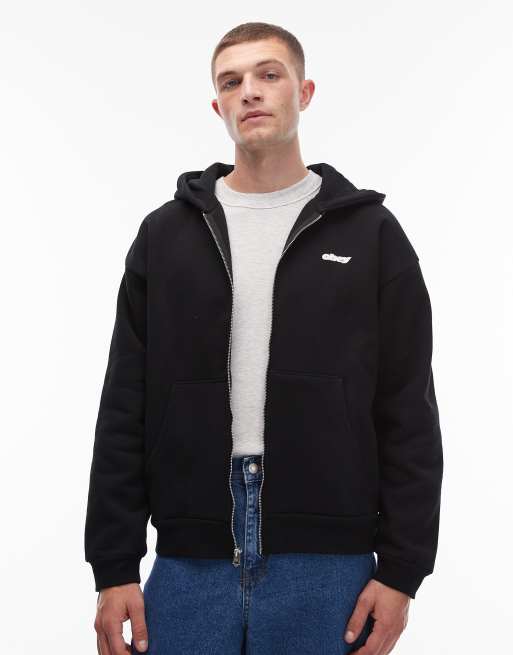 Obey - Gaze - Sweat à capuche zippé oversize en tissu épais avec motif au dos - Noir, 2 de 5