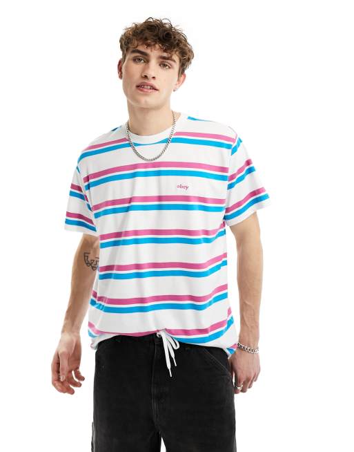 Obey - Gestreept T-shirt met korte mouwen in multi