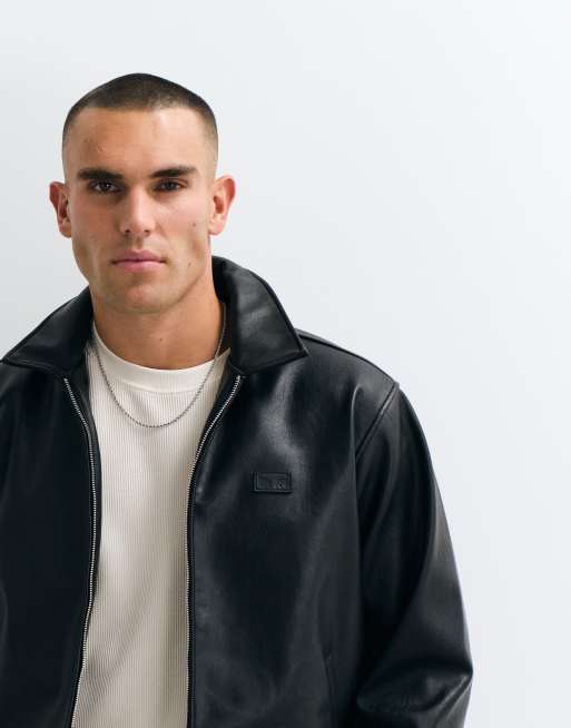 Obey giacca da lavoro in pelle sintetica nera, 4 di 5