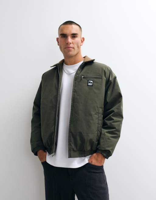 OBEY giacca Elysian con colletto a contrasto in verde multicolore, 1 di 5