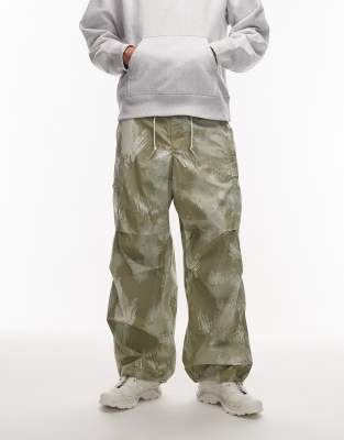 Obey Obey giant straight leg cargo trousers in beige brushed camo-Multi