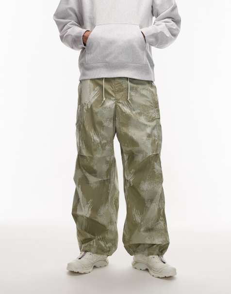 Obey giant straight leg cargo trousers in beige brushed camo - view 1