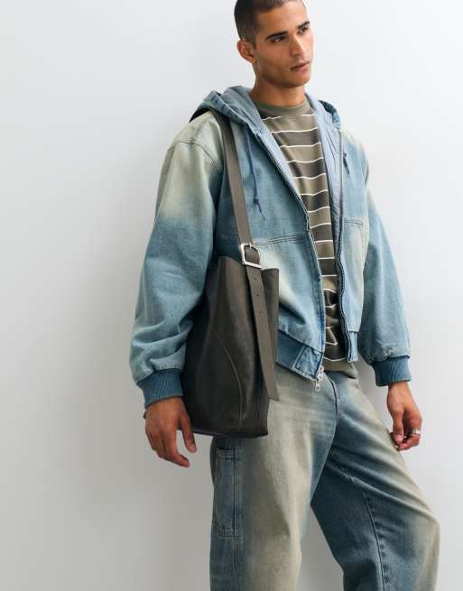 Obey Glen Denim-Jacke mit Reißverschluss und Kapuze in Dirty Blue Wash, 2 von 5