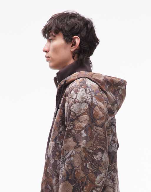 Obey - Glen - Giacca bomber marrone mimetica con zip in coordinato, 4 di 5