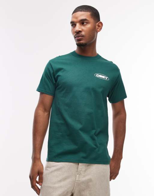 Obey - Global Impact - Grøn T-shirt med print på ryggen, 3 af 5