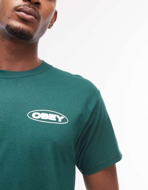 Obey - Global Impact - Grøn T-shirt med print på ryggen, 5 af 5