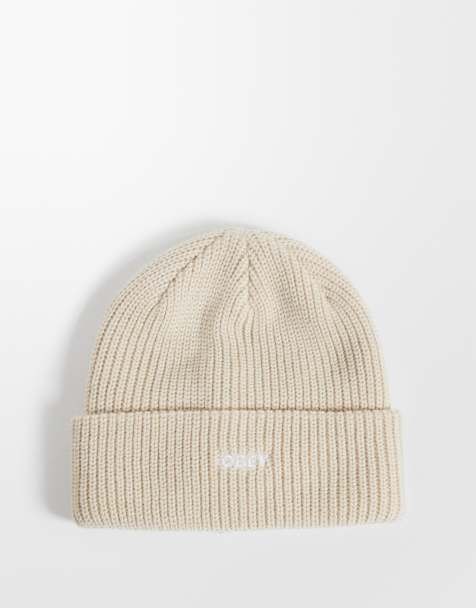 OBEY - gorro de punto acanalado beige con logo future en el puño - view 1
