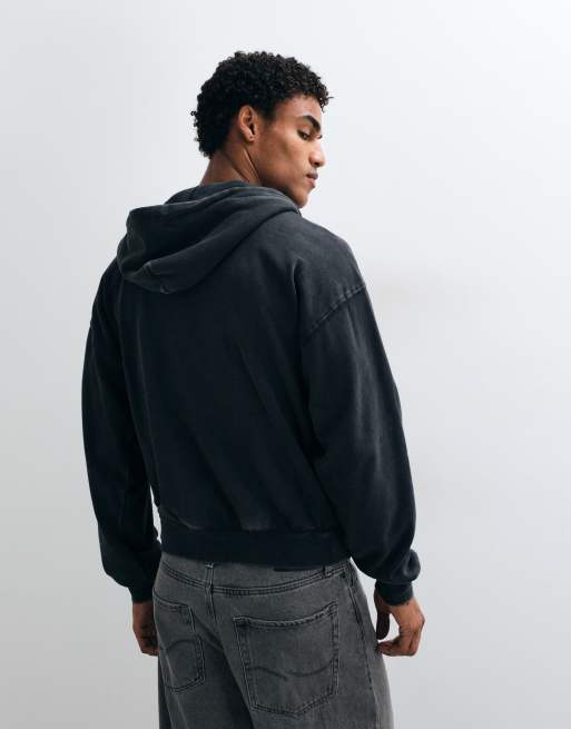 Obey gothic zip through hoodie in dusty black, 5 of 5