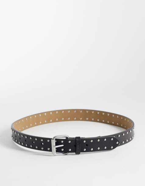Obey – Gürtel in Schwarz mit kleinen, kuppelförmigen Nieten - view 1
