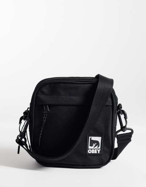 Obey half eye logo crossbody bag in black - view 1