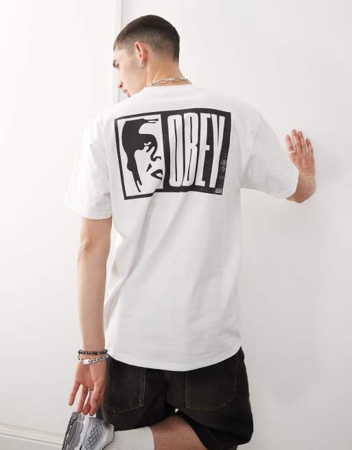 Obey - Half Icon - Hvid T-shirt med grafisk logoprint på ryggen, 4 af 4