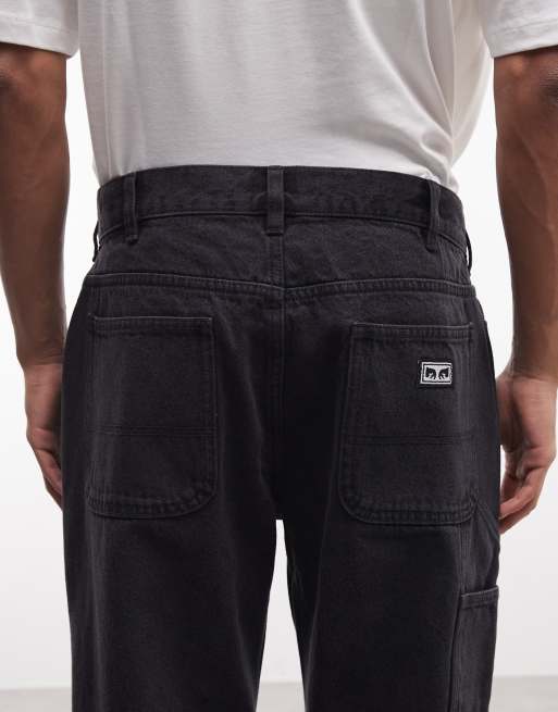 Obey hardwork carpenter denim jeans in faded black | ASOS