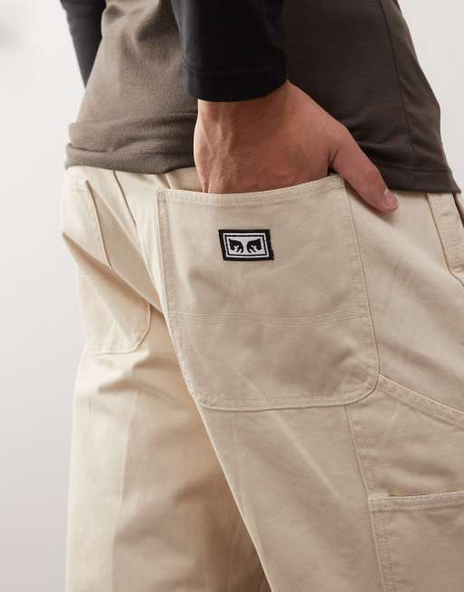 Obey Hardwork Pantalon style charpentier Beige ASOS - Main Image