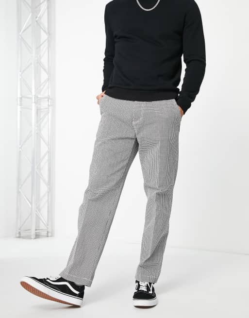 Obey - Hardwork - Pantaloni con motivo pied de poule, colore nero