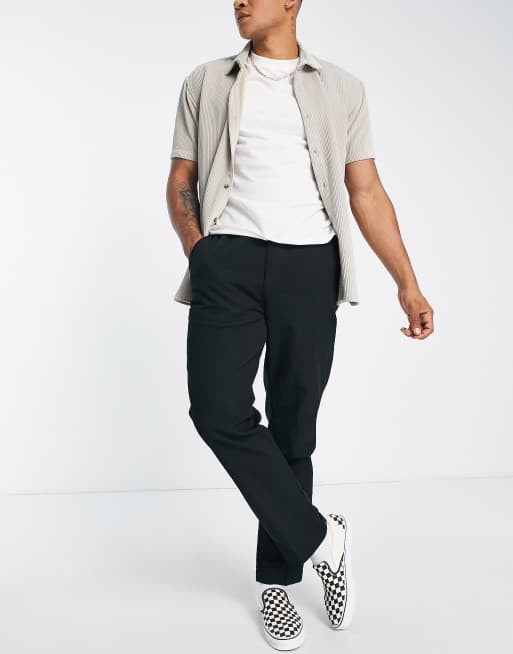 Obey harper seersucker trousers in black