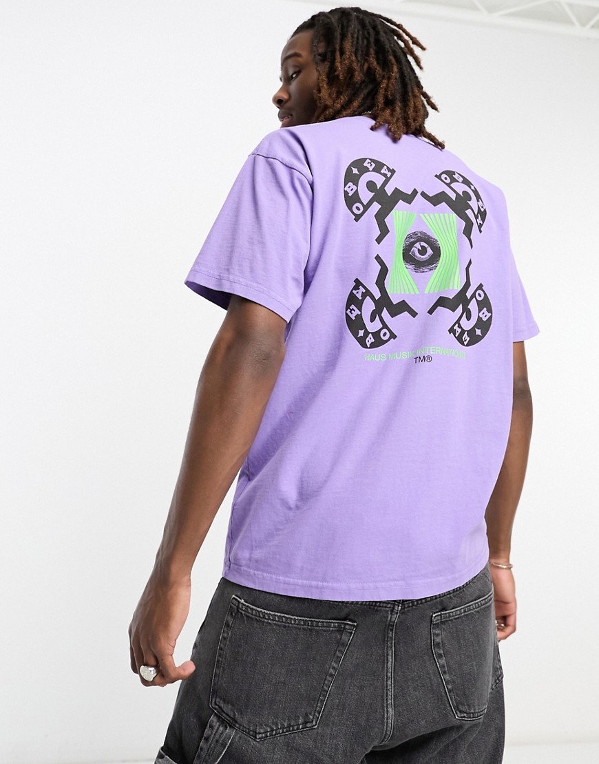 Obey haus musik backprint t-shirt in purple