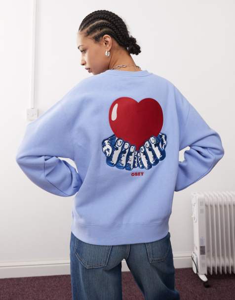 Obey heart graphic sweatshirt in black - view 1
