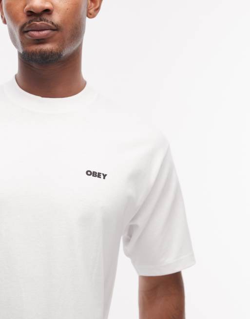 Obey heat map icon t-shirt with back print in white, 5 of 5