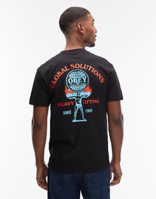 Obey Obey heavy lifting t-shirt in black