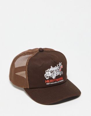 Obey heavy trucker cap in brown