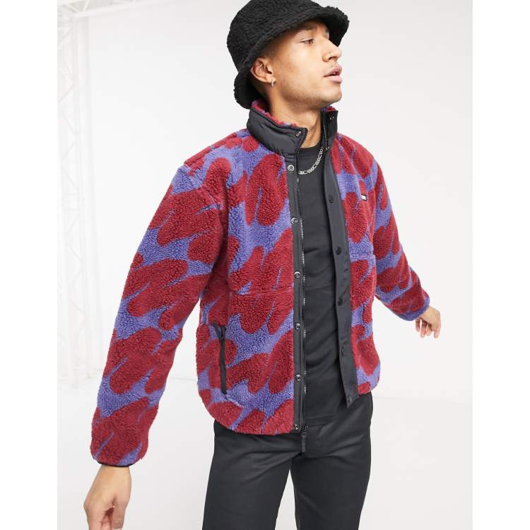 Obey hense sherpa jacket in purple ASOS