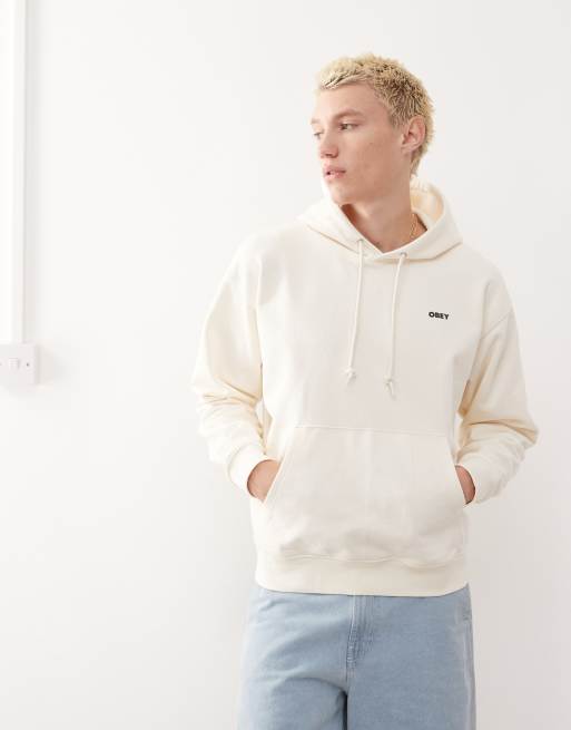Obey - Hoodie met opvallende ooglogoprint op de achterkant in gebroken wit, 2 van 4