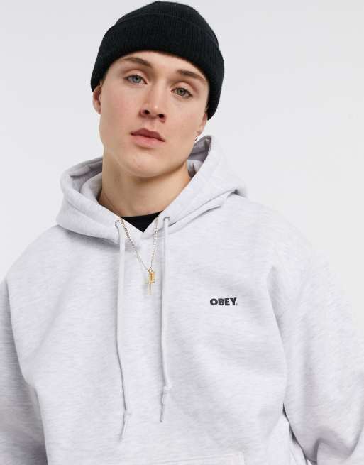 Obey Hoodie met opvallende print op de achterkant in grijs