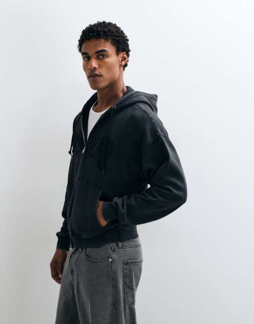 Obey hoodie met rits in vervaagd zwart, 4 van 5