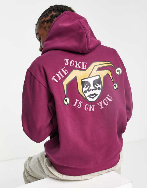 Obey - Hoodie met 'The joke is on you' print in paars